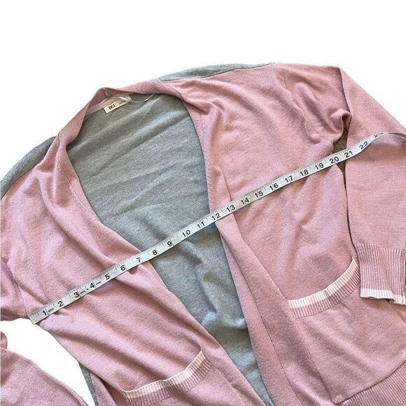 Rose & Grey Colour Blocked Lightweight Open Long Sleeve Cardigan With Pockets S - Picture 6 of 8